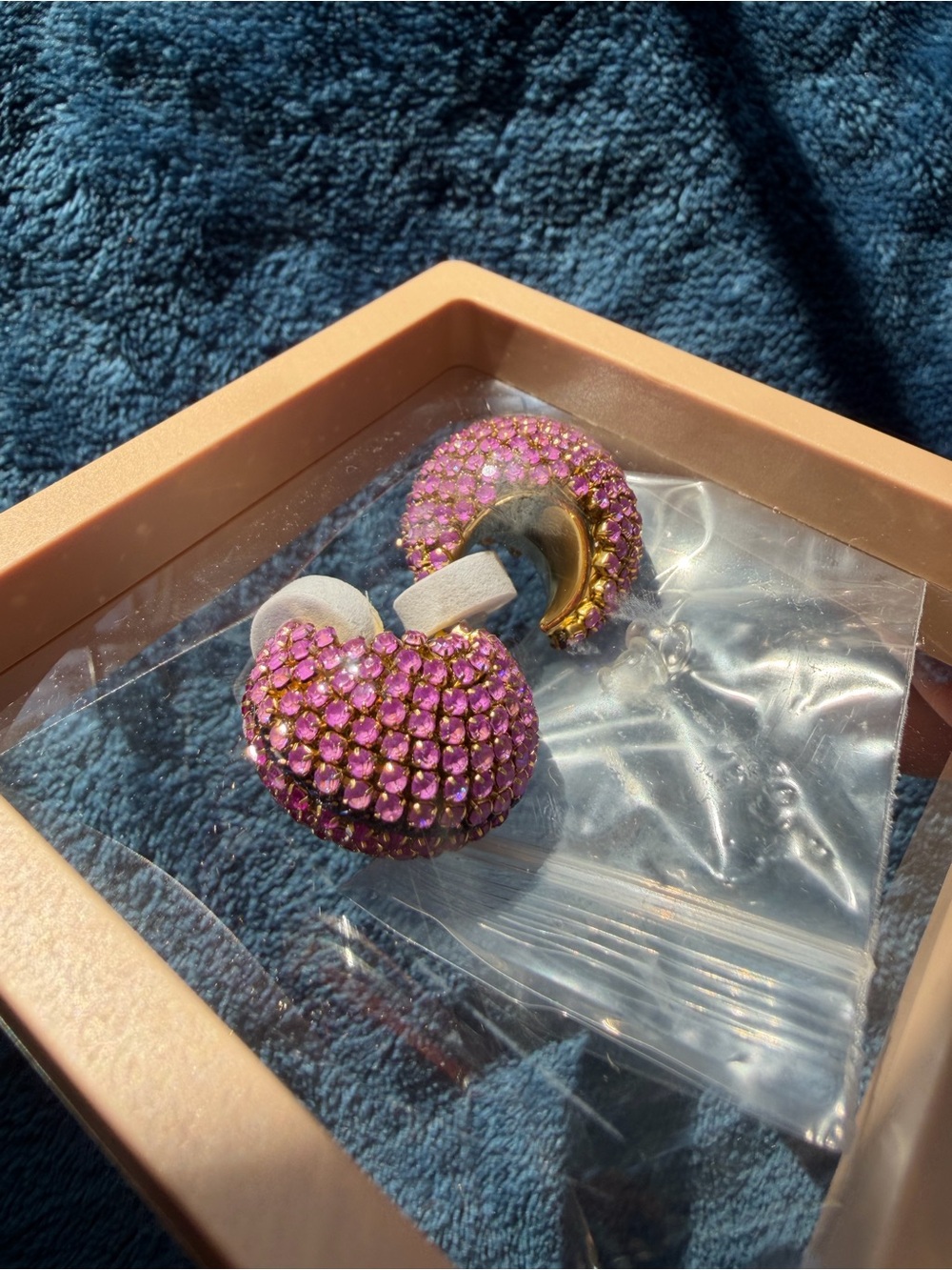 Pink Crystal Hoop Earrings - Women Jewelry